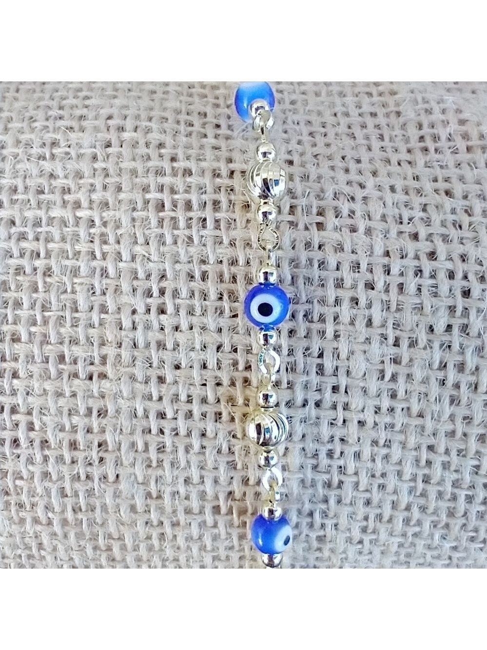 NWOT Blue Evil Eye Link Bracelet - Picture 2 of 5